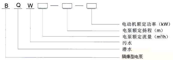BQW礦用潛水排污泵型號意義